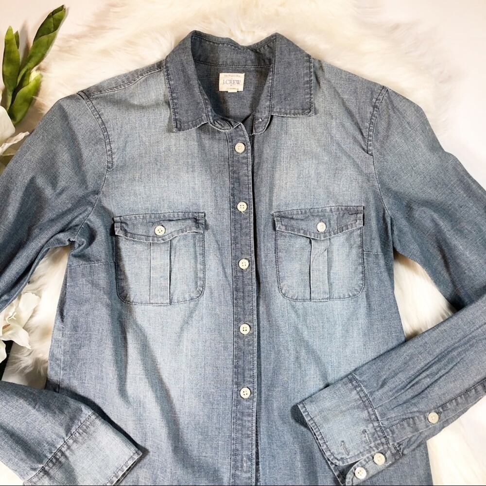 J. Crew Light Wash Denim Button-Down Shirt - Picture 7 of 7